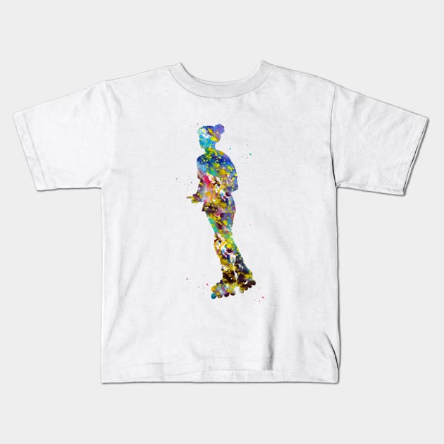 Roller skating girl Kids T-Shirt by erzebeth